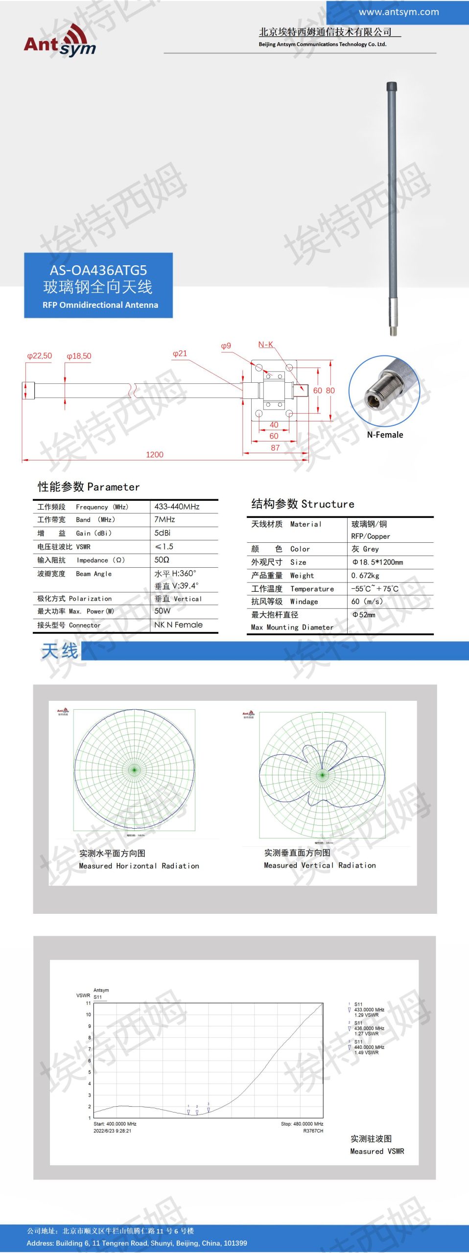 863-873MHz 8dBi 868MHzOmnidirectional fiberglass antenna
